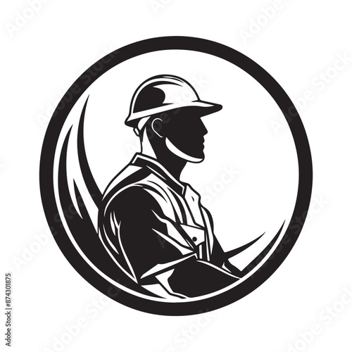 Construction Worker Logo design template isolated on white background