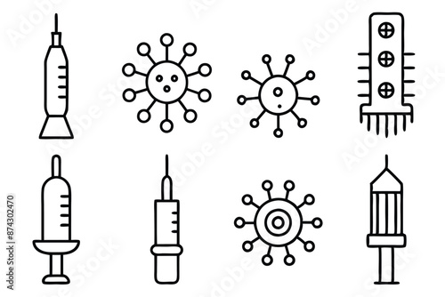 Vaccination Line Art Illustration Creative Medical Inoculation Graphic