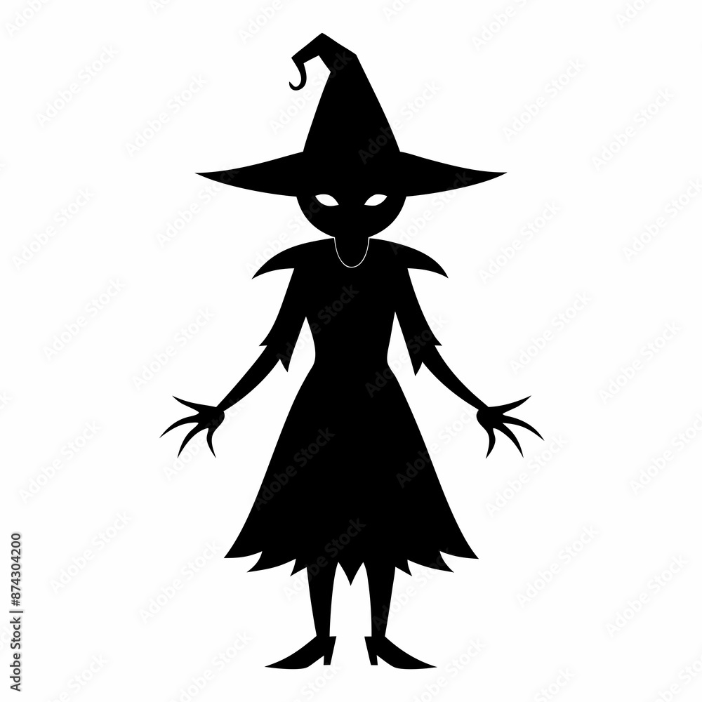 Halloween witch with a broom vector silhouette files