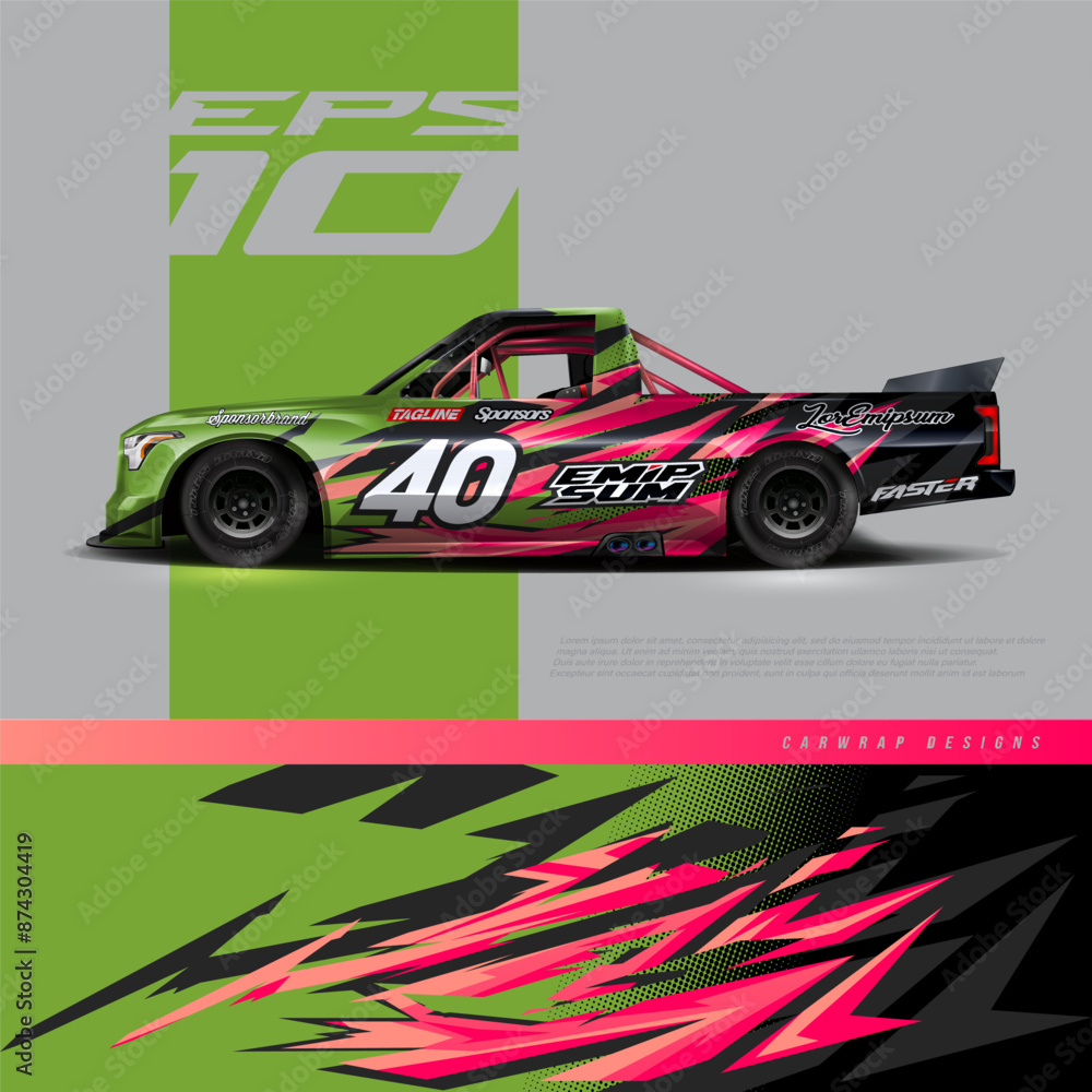 Truck Racing Graphics Car wrap decal graphic design. Abstract stripe racing background ...