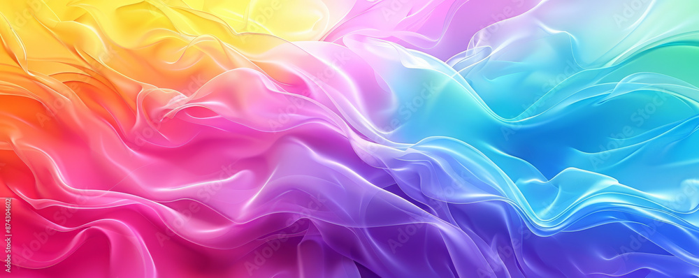 A mesmerizing rainbow gradient colored wavy abstract background, with fluid, flowing waves that blend from one vibrant hue to another, creating a captivating and energetic atmosphere. A mesmerizing rainbow gradient colored wavy abstract background, with fluid, flowing waves that blend from one vibrant hue to another, creating a captivating and energetic atmosphere.