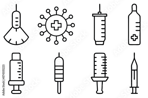 Vaccination Line Art Illustration Minimalist Vaccine Symbol Drawing