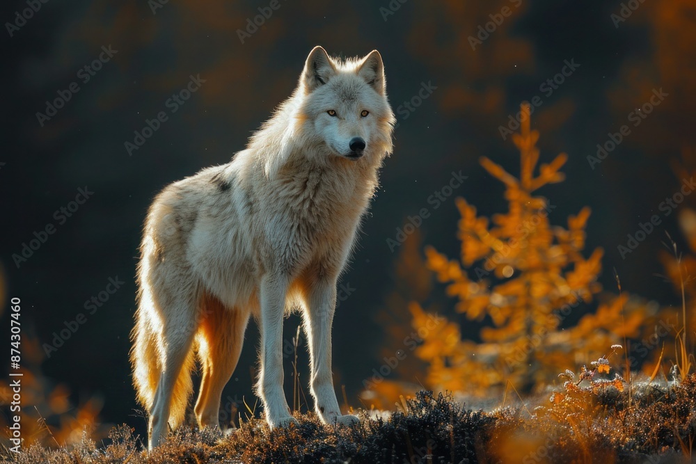 Silent Wolf: Ghost of the Wilderness Roaming under Moonlight in Deep Forest Silent Wolf: Ghost of the Wilderness Roaming under Moonlight in Deep Forest