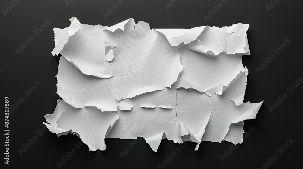 Torn White Paper on a Black Background Torn White Paper on a Black Background