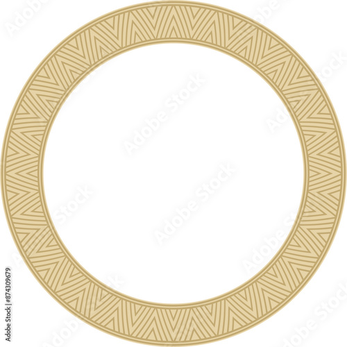 Vector gold round Yakut ornament. Endless circle, border, frame of the northern peoples of the Far East.
