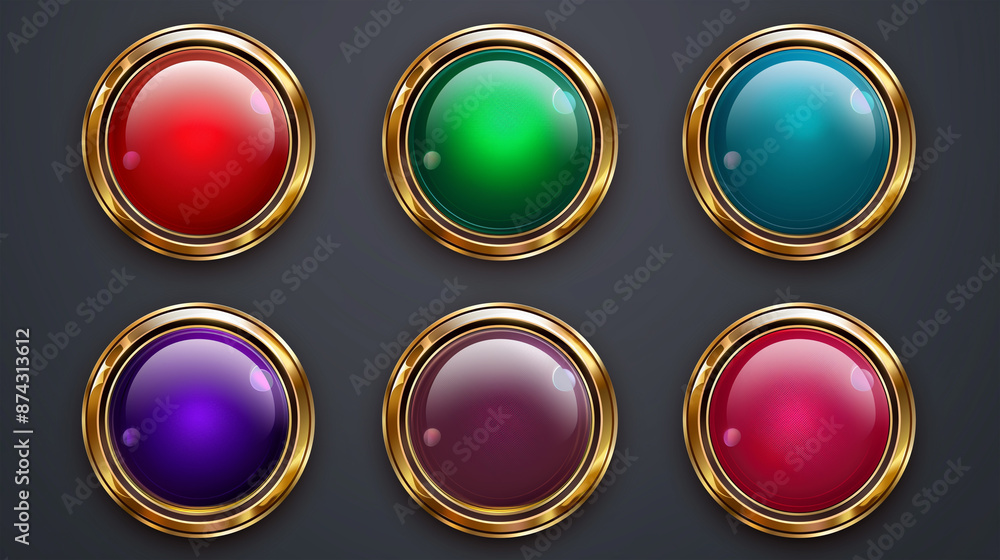 Asset of Button for mobile game or slot game on dark background, Illustration Asset of Button for mobile game or slot game on dark background, Illustration