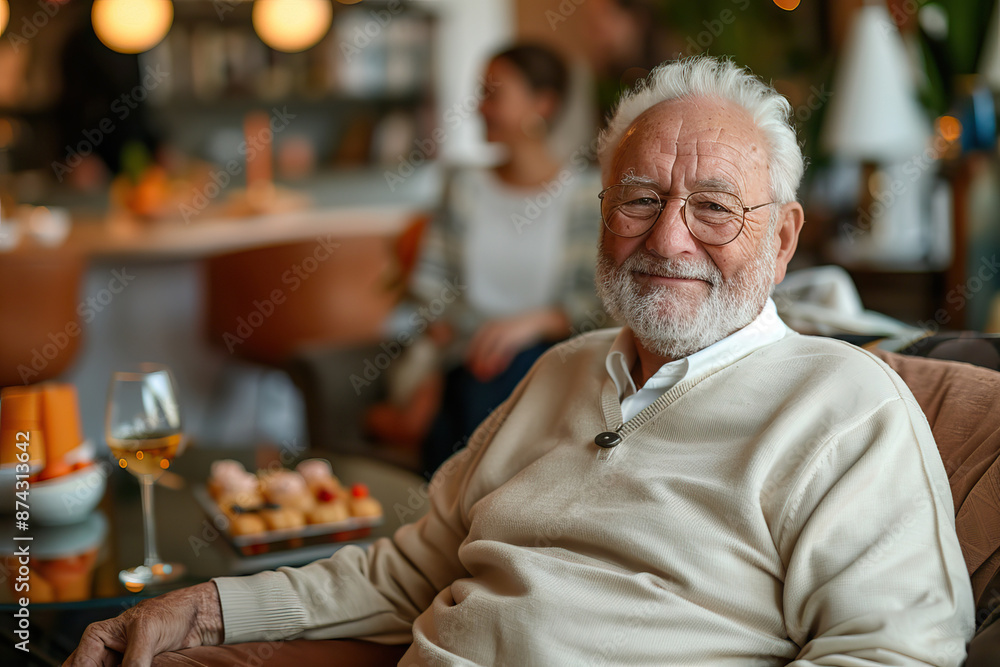 Senior man celebrating birthday. Generative AI Senior man celebrating birthday. Generative AI