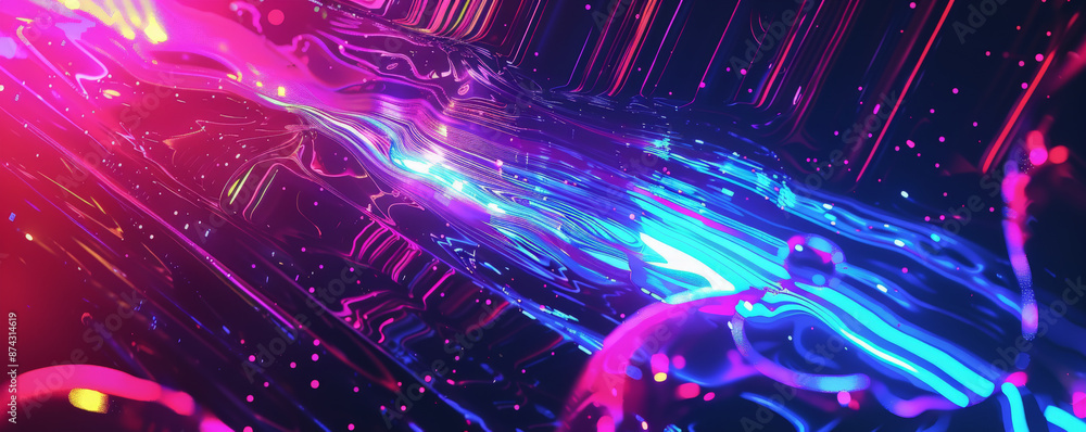 A neon background with a digital glitch effect, featuring distorted, glowing shapes and lines in various neon colors. A neon background with a digital glitch effect, featuring distorted, glowing shapes and lines in various neon colors.