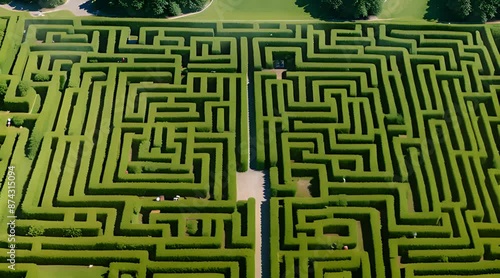 Aerial View of Beautiful Maze in Garden, Royal Oak Farm Orchard, Harvard, Illinois photo