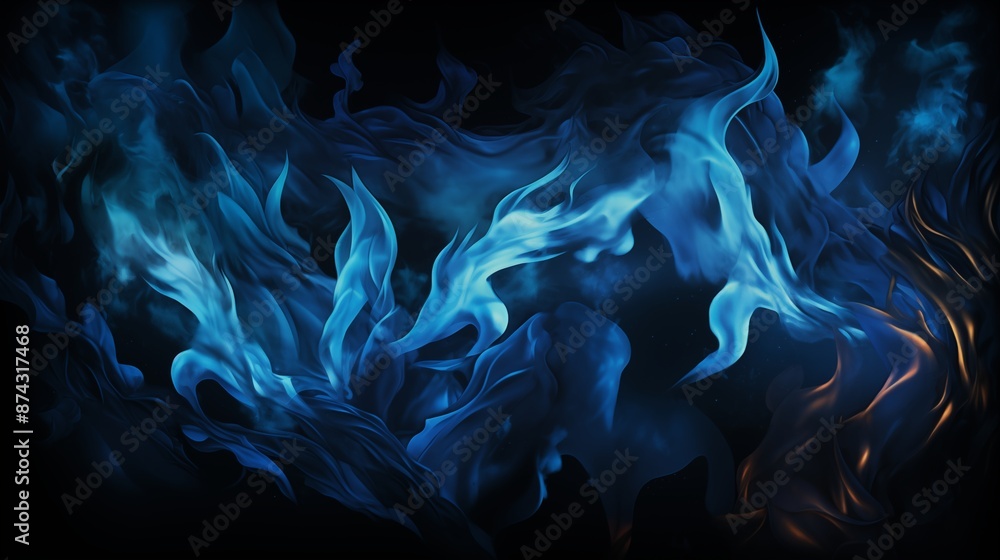 Fototapeta premium Abstract Blue Flames and Waves