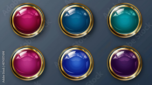 Asset of Button for mobile game or slot game on dark background, Illustration