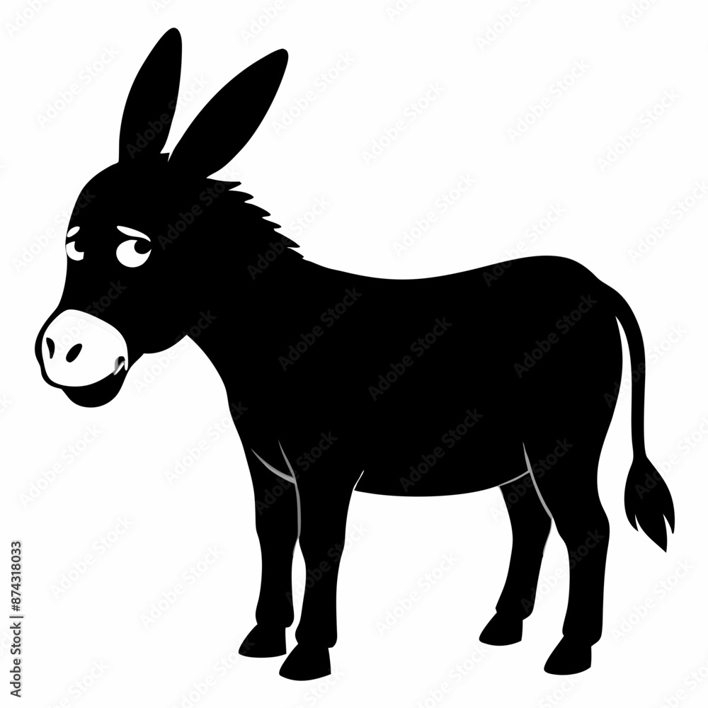 Obraz premium Donkey vector illustration, donkey isolated on white, donkey silhouette, donkey vector art