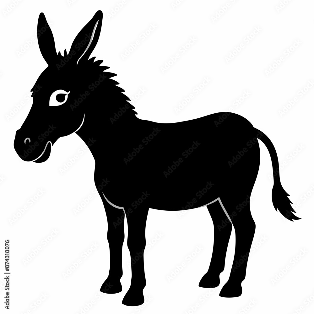 Obraz premium Donkey vector illustration, donkey isolated on white, donkey silhouette, donkey vector art