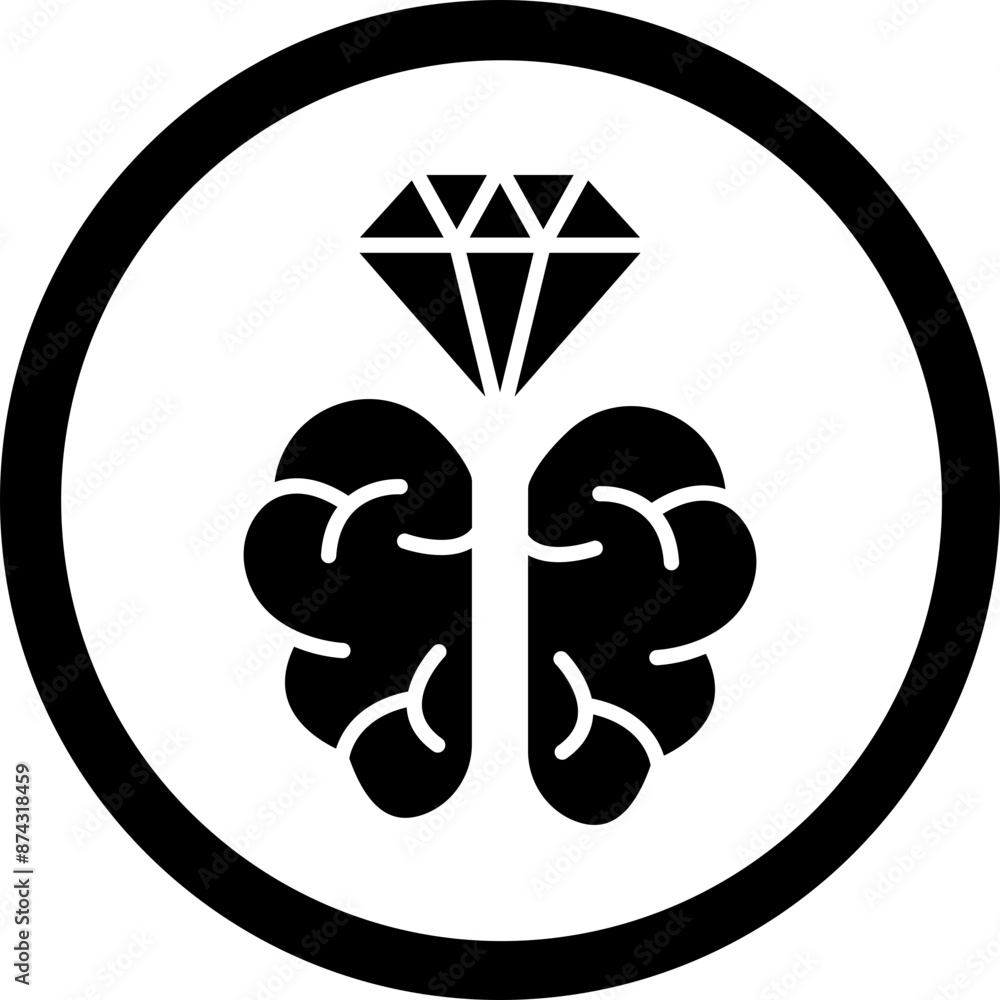 Brilliant Brain Glyph Black Icon Brilliant Brain Glyph Black Icon