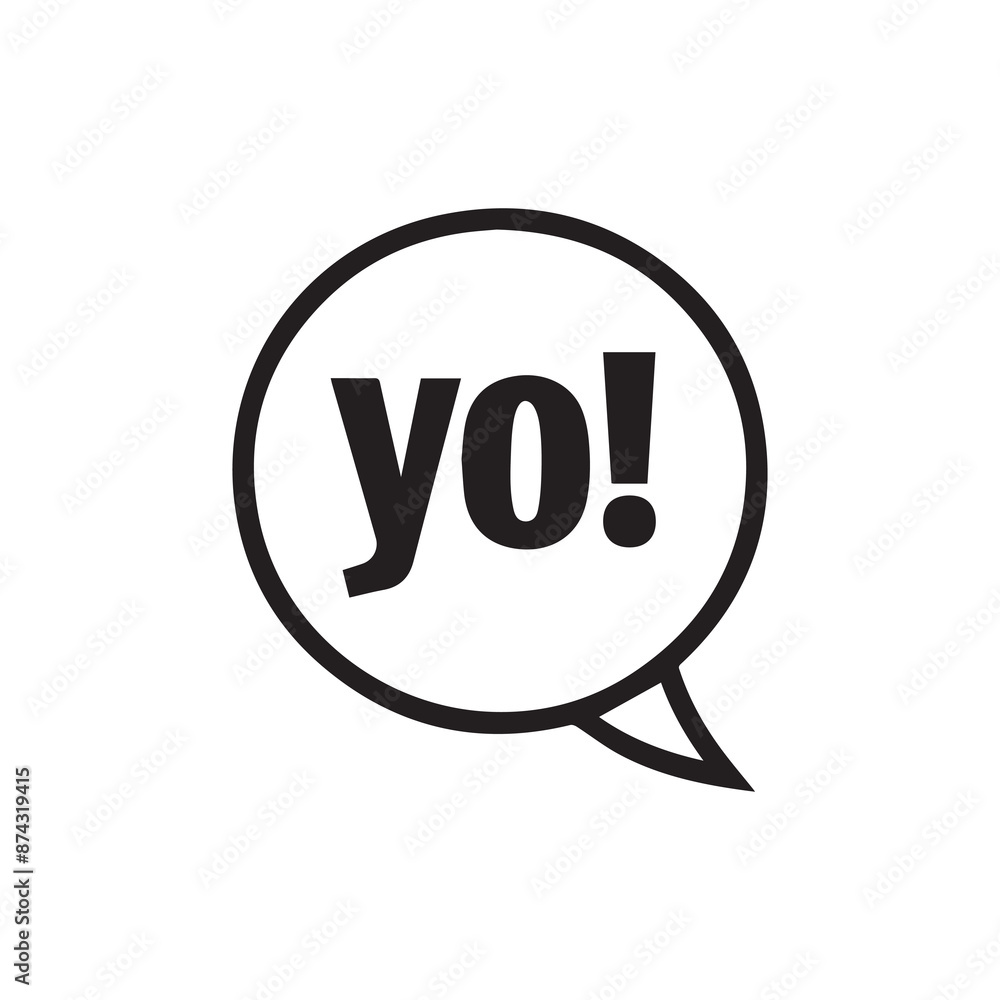 Yo bubble text style creative icon exclamation fun hand funny design. Yo bubble text style creative icon exclamation fun hand funny design.