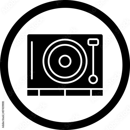 Vinyl Player Glyph Black Icon