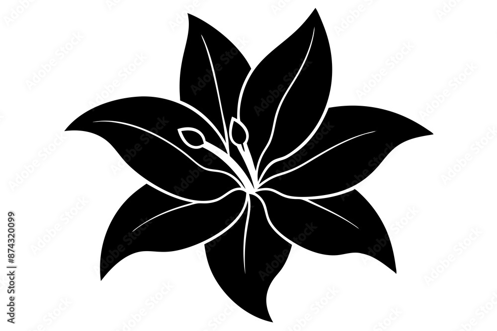 Obraz premium Lily vector illustration, Lily isolated on white, Lily silhouette, Lily vector art