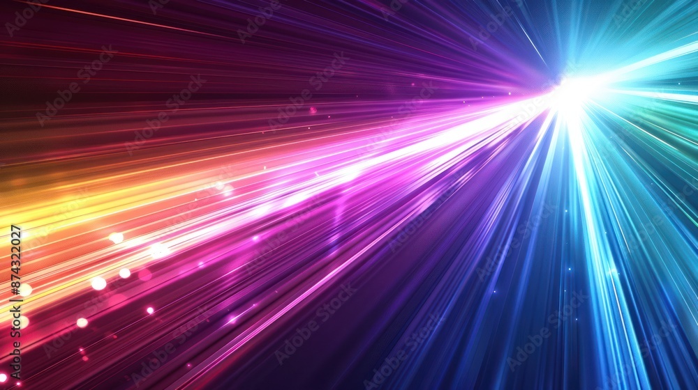 Bright, glowing light rays of various colors converge at the center of a dark background, creating a sense of movement and energy Bright, glowing light rays of various colors converge at the center of a dark background, creating a sense of movement and energy
