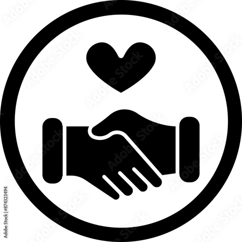 Handshake Glyph Black Icon