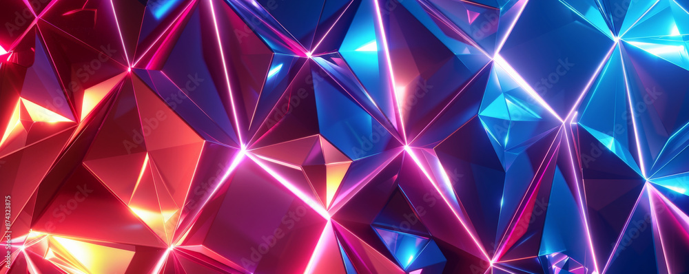 A vibrant neon background featuring a geometric pattern of glowing triangles in electric blue and hot pink, creating a striking visual effect. A vibrant neon background featuring a geometric pattern of glowing triangles in electric blue and hot pink, creating a striking visual effect.