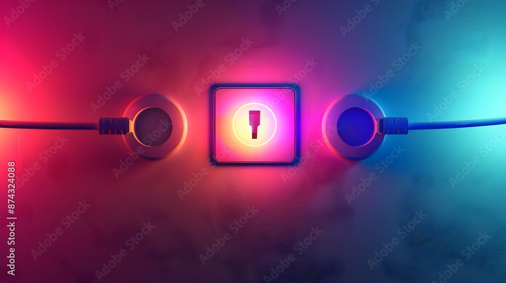 Futuristic Neon Plug and Socket Design for Interconnected Technology Futuristic Neon Plug and Socket Design for Interconnected Technology