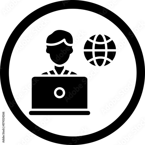 Remote Male Worker Glyph Black Icon