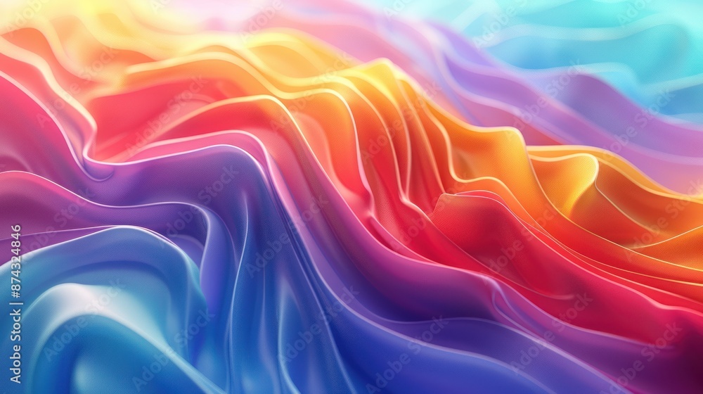 Obraz premium Abstract digital art design featuring a series of colorful, wavy lines
