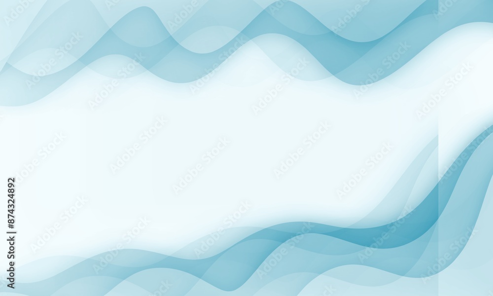 Obraz premium Abstract Blue Waves on a Soft Gradient Background - A Serene and Dynamic Digital Artwork