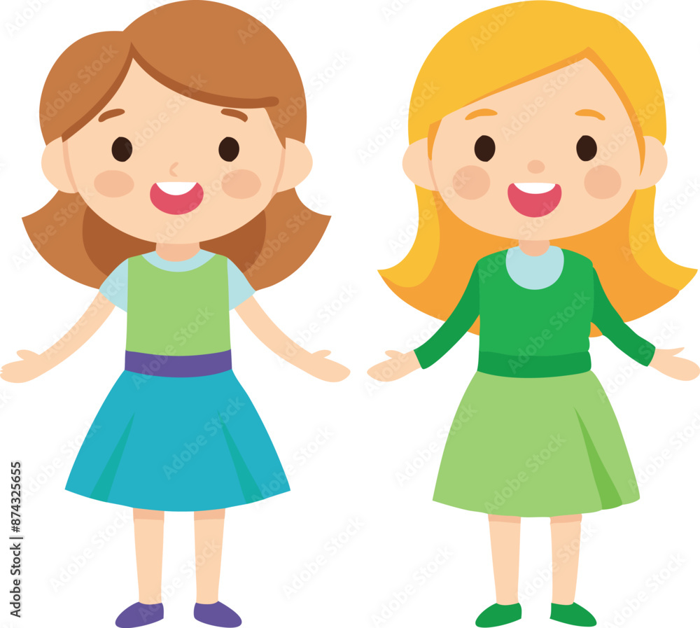 Two girls smiling and facing forward Two girls smiling and facing forward