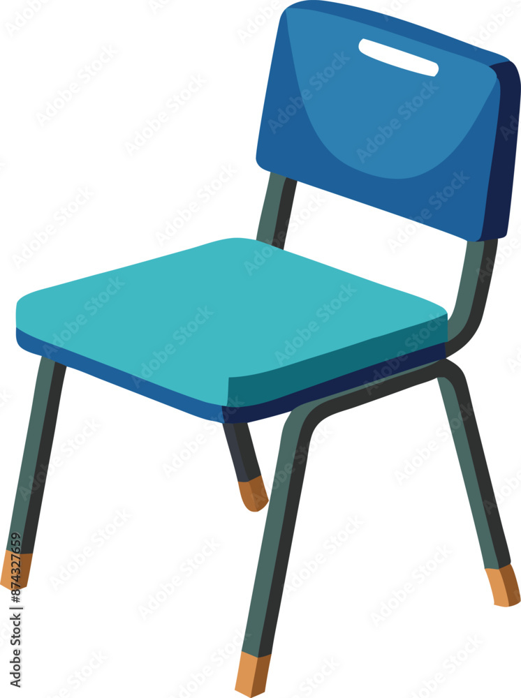 Fototapeta premium A blue chair with a blue cushion sits on a white background