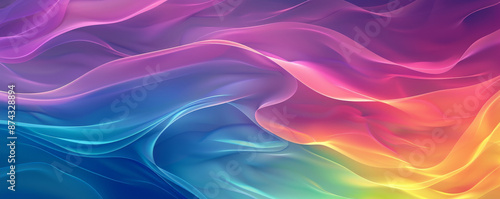 Wallpaper Mural A vivid rainbow gradient wavy abstract background, featuring smooth, flowing waves in vibrant hues that blend seamlessly, creating a dynamic and colorful visual experience. Torontodigital.ca