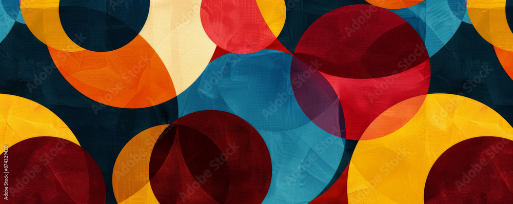 An abstract background featuring geometric circular patterns in bold ...
