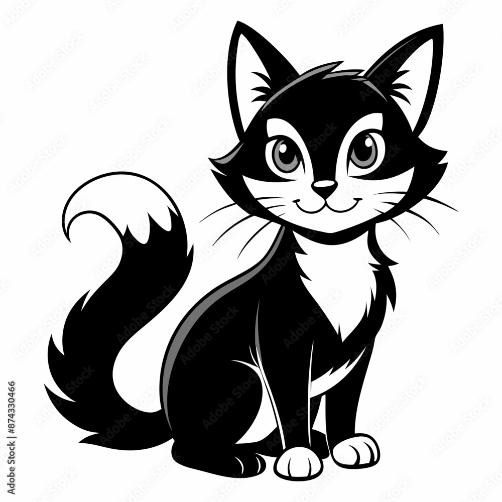 design a cat in black and white illustration design a cat in black and white illustration