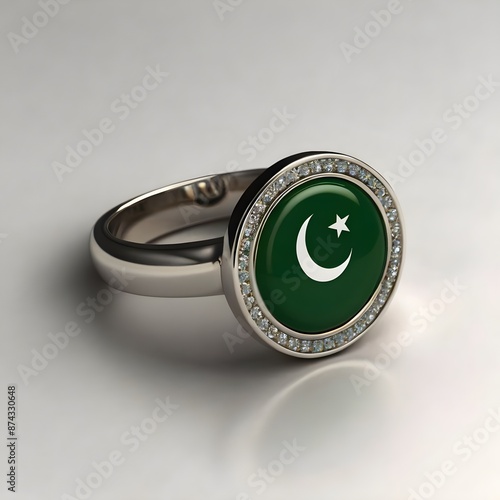 14 august Pakistan independence day written on ring  on white background photo