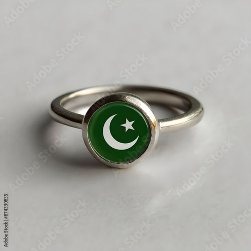 14 august Pakistan independence day written on ring  on white background photo