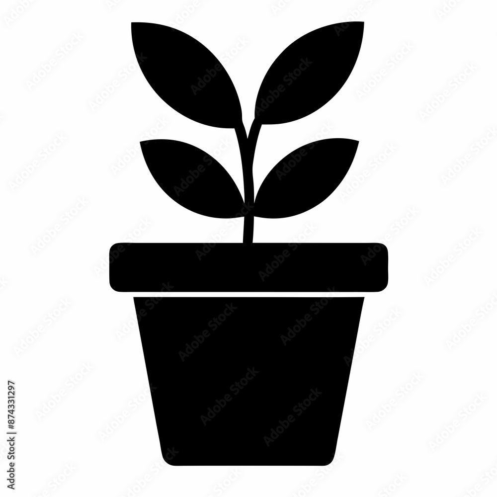Plant vector illustration, plant in a pot isolated on white, plant silhouette, plant in a pot vector art Plant vector illustration, plant in a pot isolated on white, plant silhouette, plant in a pot vector art