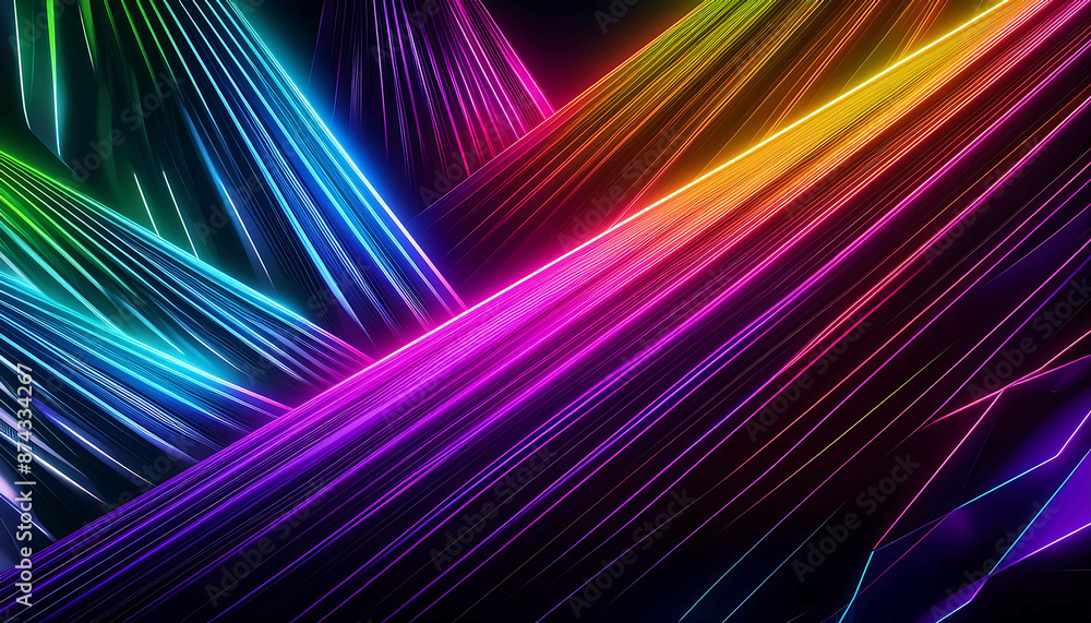A vibrant backdrop of flowing, colorful lines pulsates with energy, perfect for a futuristic design