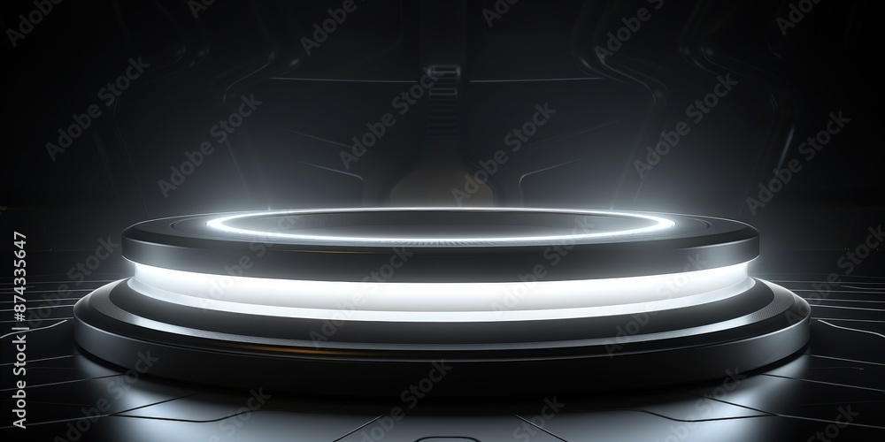 Futuristic Glowing Platform in Dark Sci-Fi Setting