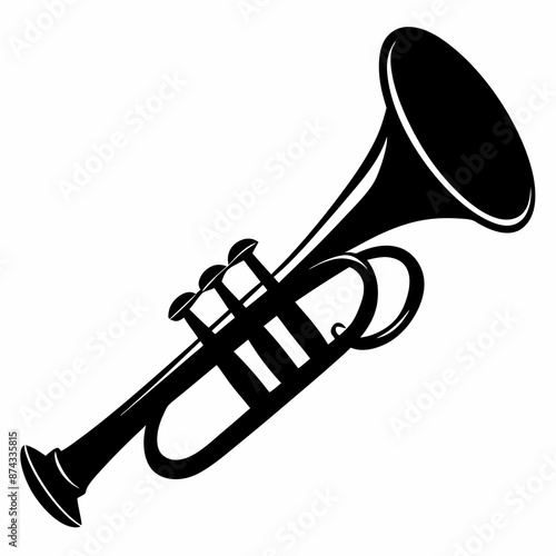 Trumpet vector illustration, trumpet isolated on white, trumpet silhouette, trumpet vector art