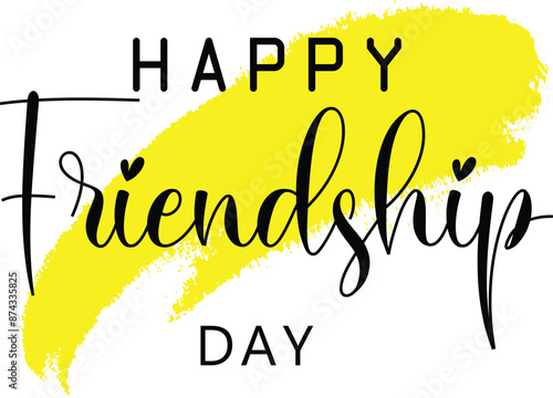 Happy Friendship day hand drawn lettering. Trendy vector typographic design. Modern calligraphy for greeting card, banner, invitation card, poster. vector eps10.