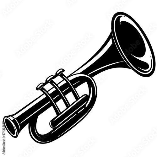 Trumpet vector illustration, trumpet isolated on white, trumpet silhouette, trumpet vector art