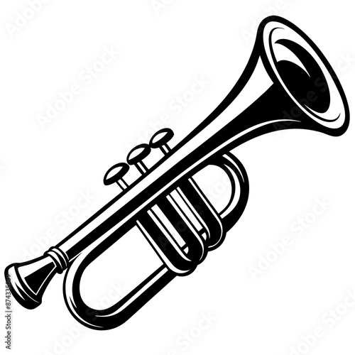 Trumpet vector illustration, trumpet isolated on white, trumpet silhouette, trumpet vector art