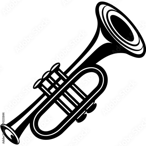Trumpet vector illustration, trumpet isolated on white, trumpet silhouette, trumpet vector art