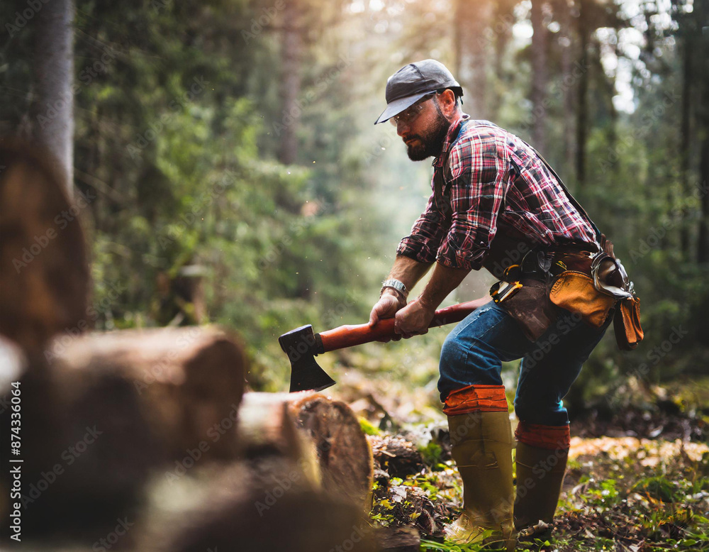 Fototapeta premium Drwal w lesie