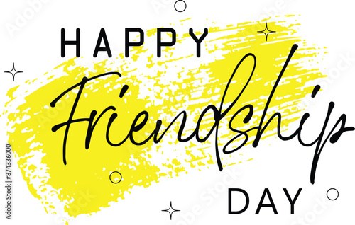 Happy Friendship day hand drawn lettering. Trendy vector typographic design. Modern calligraphy for greeting card, banner, invitation card, poster. vector eps10.