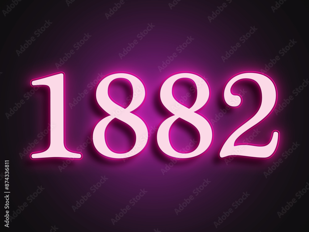 Pink glowing Neon light text effect of number 1882. Pink glowing Neon light text effect of number 1882.