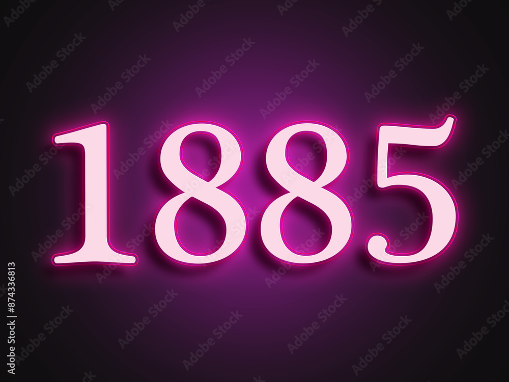 Pink glowing Neon light text effect of number 1885. Pink glowing Neon light text effect of number 1885.