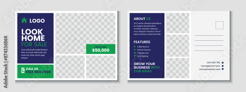 Real Estate House For Rent Postcard Template Design