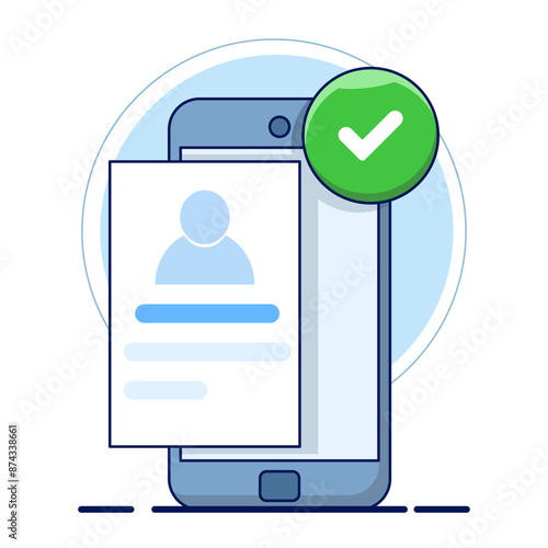 Concept of mobile app account successfully registered, successful login via smart phone. modern graphic elements for pop up ui information, infographics, icons, flat design vector illustration.