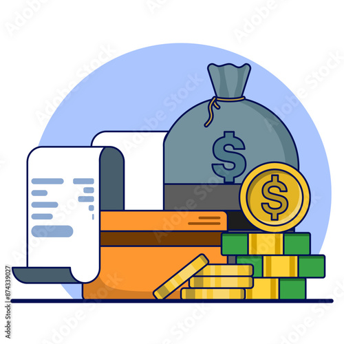 concept of account mutation or financial activity. Banking design elements. Customer savings book. simple modern graphic elements for blank state ui, infographics, icons, flat design illustrations.